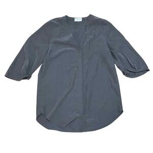 Modern Citizen Gray Button Up‎ Tunic Top 3/4 Sleeve Flowy Blouse